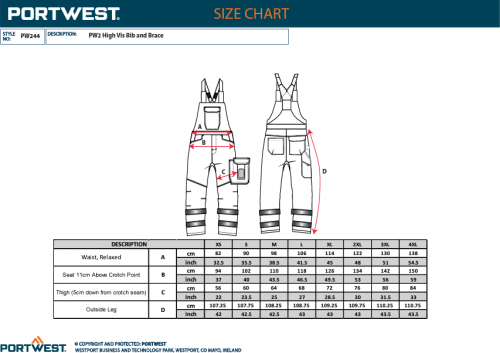 Pantaloni cu bretele Hi-Vis, portocaliu/negru, regular, PW2, Portwest